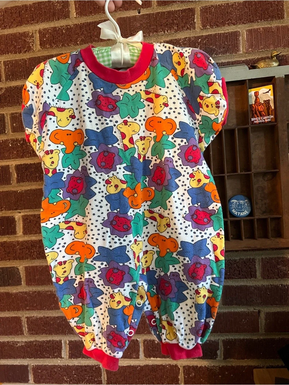 90’s Animal Print One-Piece Romper - Multicolor - brand “tic tac toe” 6-12 month